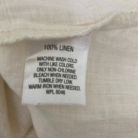 JM Collection Natural Linen Tunic Top 18W Button Front Roll Tab Sleeves Beige - Picture 13 of 13